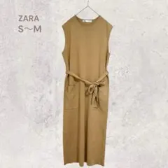 ZARA ノースリーブワンピース　ニット素材　腰ベルト付　モード系　小さいサイズ