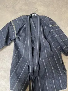 ストライプ 甚平 ネイビー