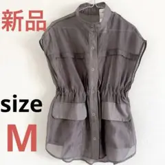 【新品】しまむらグレー ノースリーブ ベストジレシアードロストチュニック