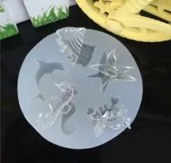 シリコンモールド　海　熱帯魚　海洋生物　イルカ　蟹　ネイルパーツ　レジン　トレカ