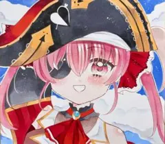 【在庫処分】原画 手描きイラスト ホロライブ Vtuber 宝鐘マリン