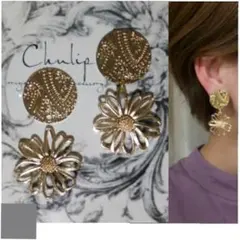 814＊ペイズリー フラワー メタルゴールド