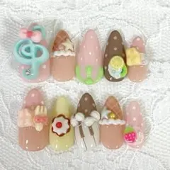 No.29 ネイルチップ 平成女児 ウィッシュコア いちご プリン 音符