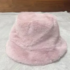 ピンク ファーバケットハット フェイクファー 上品 韓国風
