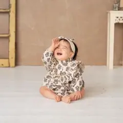 【新品未使用】 &mignon/バースデイ/ バンダナ付き長袖ロンパース/80