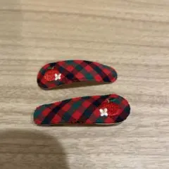 ファミリア 子ども用チェック柄ヘアピン 2個セット