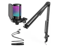 USB コンデンサーマイク RGB光り カーディオイド指向性 プラグ＆プレイ