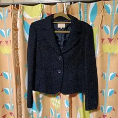 紺ラメノーカラーツイードジャケット・サイズ11・卒業式や入学式に◎