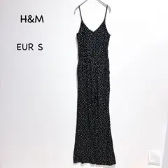 H&M キャミオールインワン サロペット M ブラック ドット柄