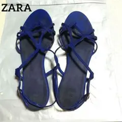 【傷みヨゴレあり】ZARA 39 ブルー ストラップ サンダルのサムネイル