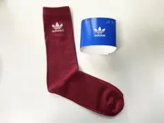 adidas スポーツソックス トレフォイルロゴ　バーガンディ M25-27cm