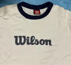 レトロ　ビンテージ　Wilson メンズ Tシャツ ホワイト ネイビー　Lサイズのサムネイル