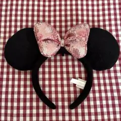 ディズニー　ミニーマウス リボンスパンコールカチューシャ