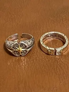 2個シルバー925 メキシカンジュエリーゴールド スター　ホルス 神の目リング