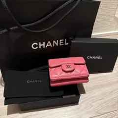CHANEL キャビアスキン 三つ折り財布 ピンクのサムネイル