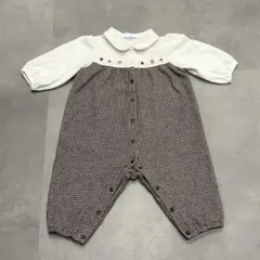 familiar ファミリア　刺繍付き　千鳥格子柄ロンパース　サイズ70