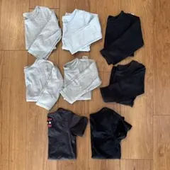 ユニクロ 無印良品 長袖肌着5枚セット グレー ブラック ボーダー