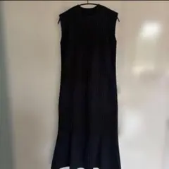 ランダムリブマーメイドニットワンピース　ネイビー