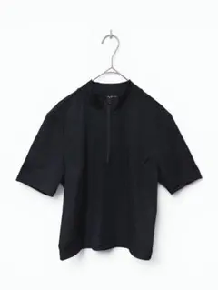 【美品】GU ブラック ハーフジップ Tシャツ Lサイズ ショート丈 ハイネック