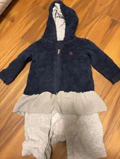 フード付きロンパース ネイビー グレー