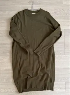 LOWRYS FARM オリーブ色 長袖ニットワンピース