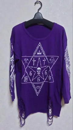 GHOST OF HARLEM グラフィックプリント 長袖ニット 薄手