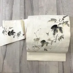 ⭐️胡瓜？夏野菜かな？⭐️夏物　九寸名古屋帯　絽　夏帯　普段着物　絽塩瀬　手描き ⭐️胡瓜？夏野菜かな？⭐️夏物 九寸名古屋帯 絽 夏帯 普段着物 絽