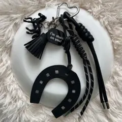 【本日限り】バッグチャーム　キーチャーム　馬蹄　じゃらじゃらタッセルキーホルダー