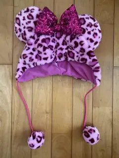 ヒョウ柄耳付き帽子
