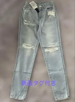 【rienda 】ダメージ加工 デニムスリムパンツ ライトブルー Sサイズのサムネイル