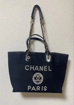 CHANEL ノベルティロゴ トートバッグ ブラック