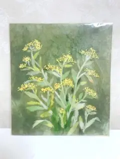 ちぎり絵　絵画　菜の花　貼り絵　和紙　インテリア　未使用　色紙