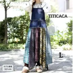 TITICACA チチカカ　デニム×パッチワーク　サロペット　インディゴ　L