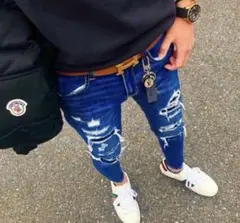 アメリカンイーグル　リペア加工　ダメージスキニー　US4ジェギング