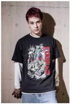 coldrain グラデーション Tシャツ　Lサイズ COOL LOCK 袖グラデーションストレッチ半袖Tシャツ / TARO＆HANAKO