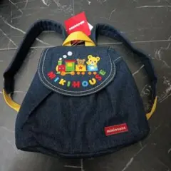 新品未使用MIKI HOUSE デニムリュック 列車とクマ刺繍
