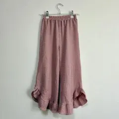 120cm 裾フリルワイドパンツ ピンク