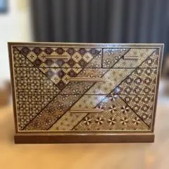 美品】箱根寄木細工 持ち手付小引き出し 裁縫箱 ソーイングボックス