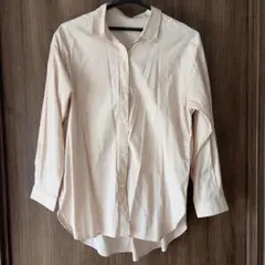 GLOBALWORK 365日マイスタイルシャツ オレンジストライプ M