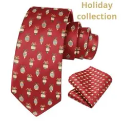 ホリデーコレクション❤️クリスマスネクタイとポケットチーフセット