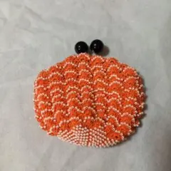 ビーズ製オレンジ波模様コインケース