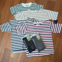 ユニクロパンツ、ELFINDOLL ボーダーTシャツ 120cmのサムネイル