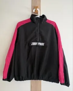 子供服　ZIDDYナイロンハーフジップウインドブレーカー(ブラック＆ピンク)