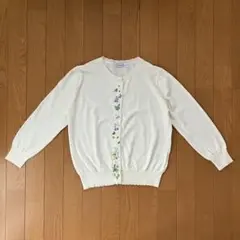Shichiri 七里 荻窪 カーディガン ライトブルー 花刺繍 リボン 春夏 