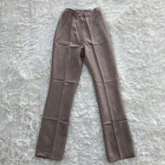 新品▽RURU▽ロングパンツSベージュセンタープレス 薄手 ウエストゴム