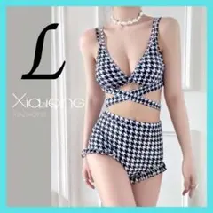 水着 レディース L セパレート ビキニ 体型カバー 千鳥柄子 韓国