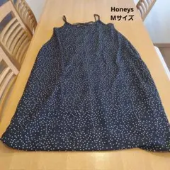 Honeys(COLZA)ブラック白ドットキャミワンピースM