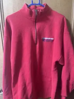 ハーフジップ トレーナー 赤