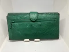 BELSA グリーン レザー 長財布　オーストリッチ