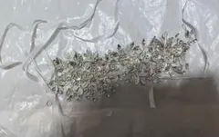 シルバー 花と葉のヘッドドレス